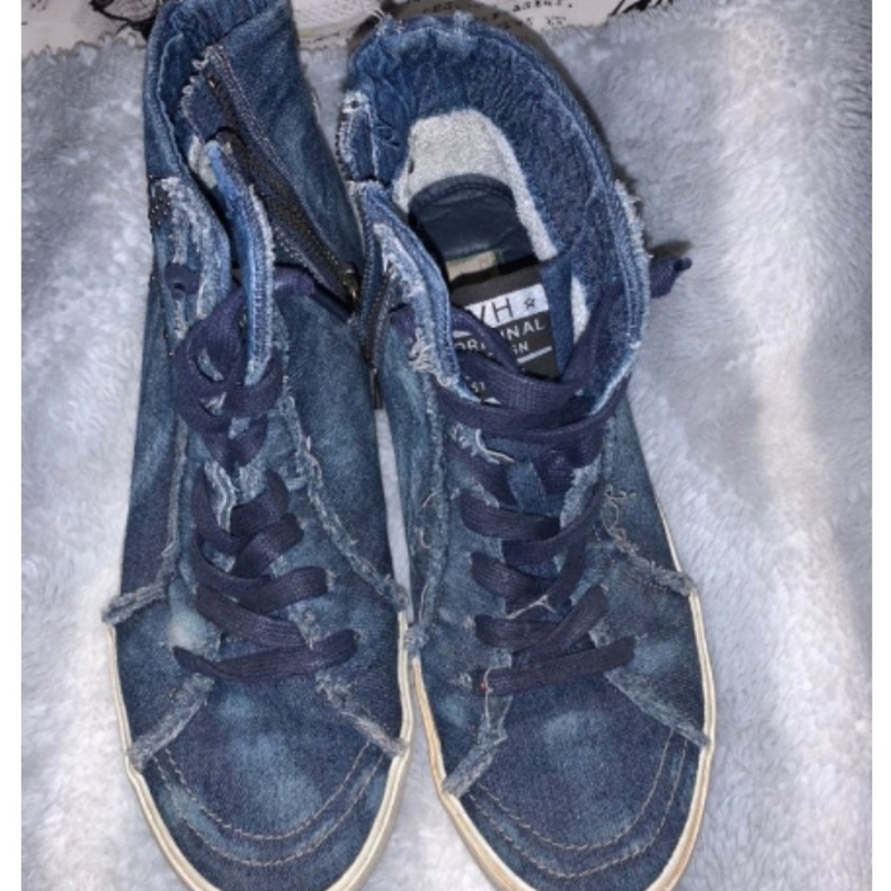 Denim High-Top Sneakers